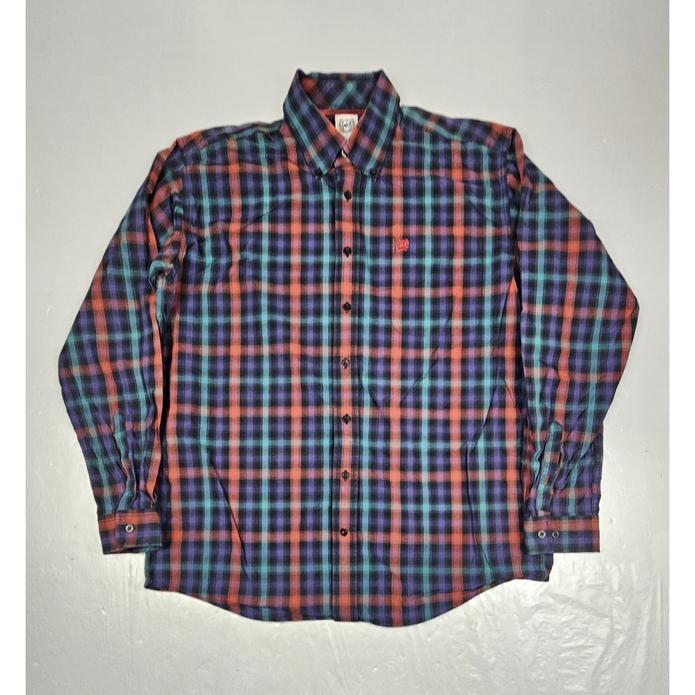 Cinch‎ Button Down Shirt Mens Medium Multicolor Plaid Casual Western Wear L/S